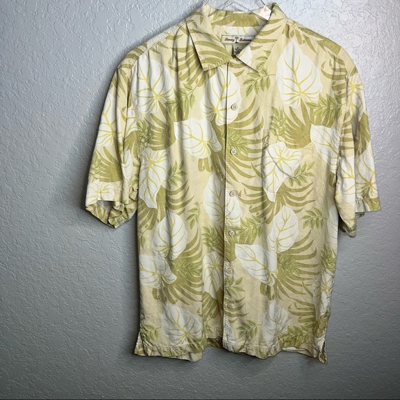 Tommy Bahama Mens Button Down Green Polo 100% Silk - Picture 2 of 7